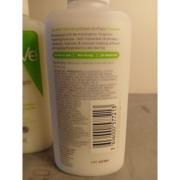 (2)CeraVe Hydrating Facial Cleanser Hyaluronic Acid for Normal to Dry Skin 3oz - Picture 5 of 10